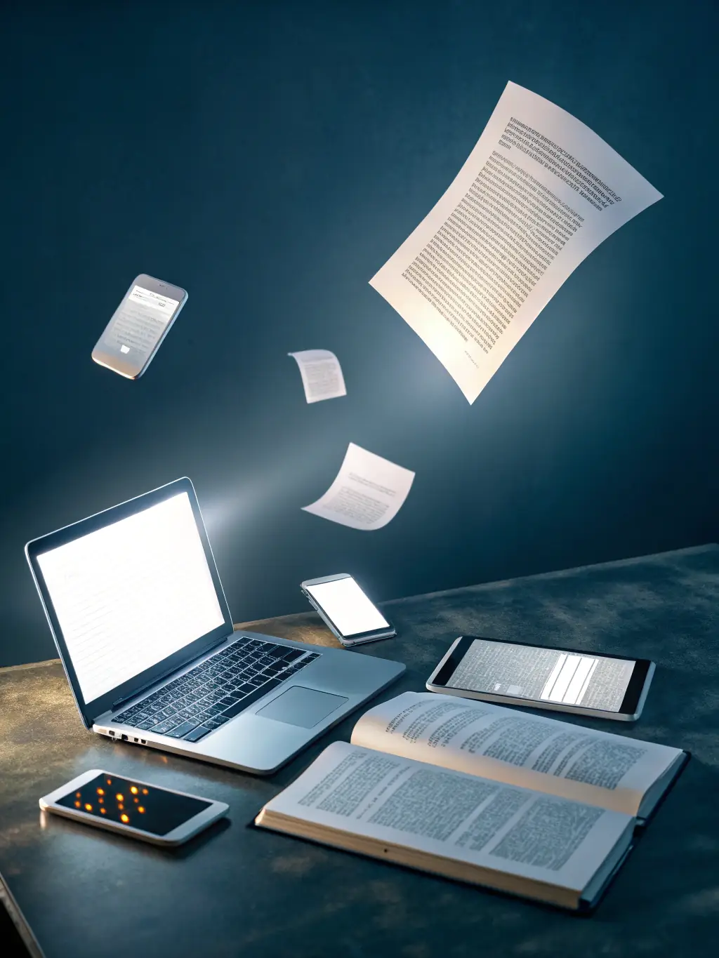 An image showing a futuristic patent document with holographic projections of interconnected technologies, representing platform patents. The image should evoke innovation and forward-thinking.