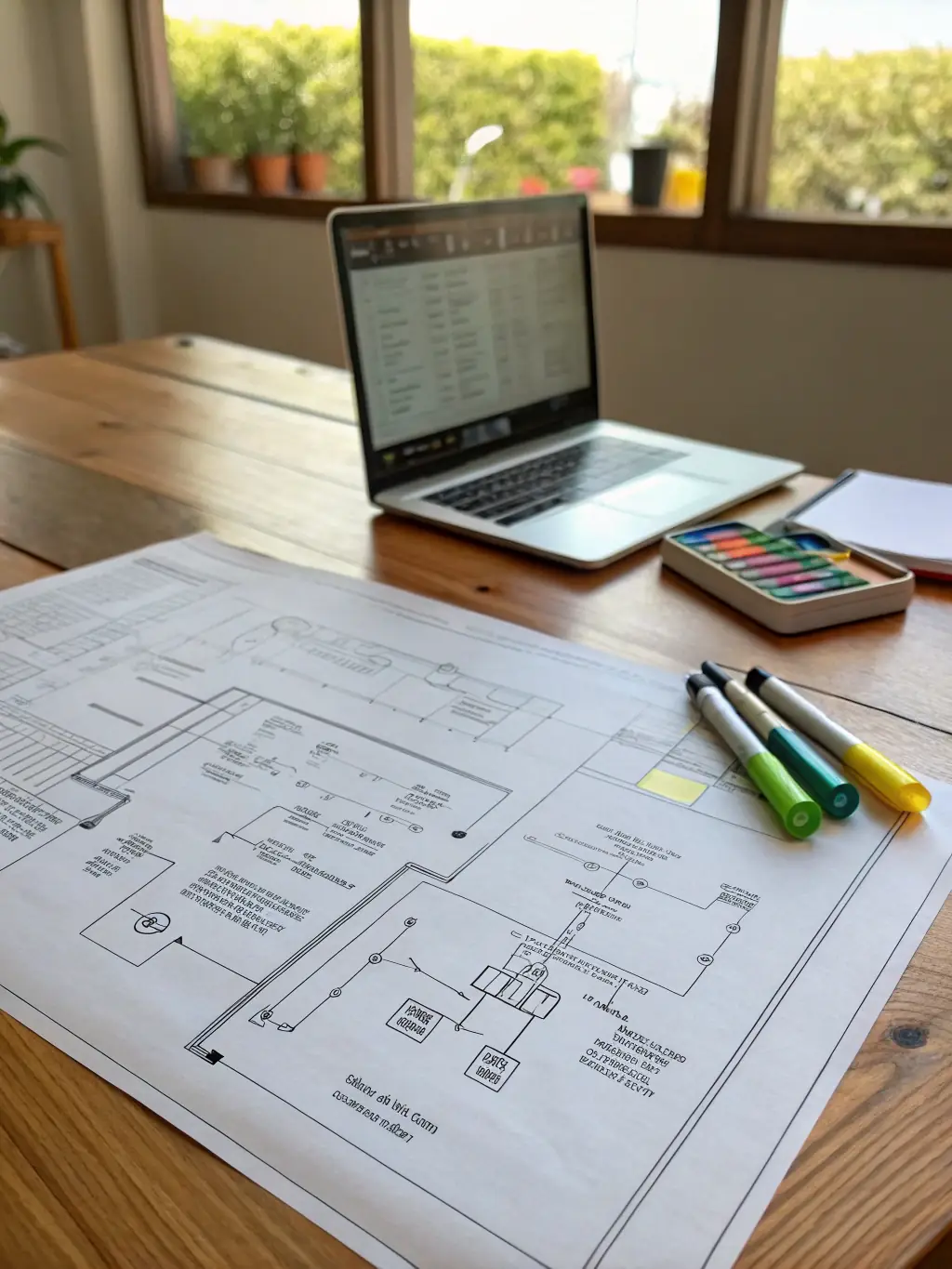 An image illustrating the architecture design phase, featuring a blueprint or schematic of an IP portfolio, highlighting the structured and strategic approach to design.